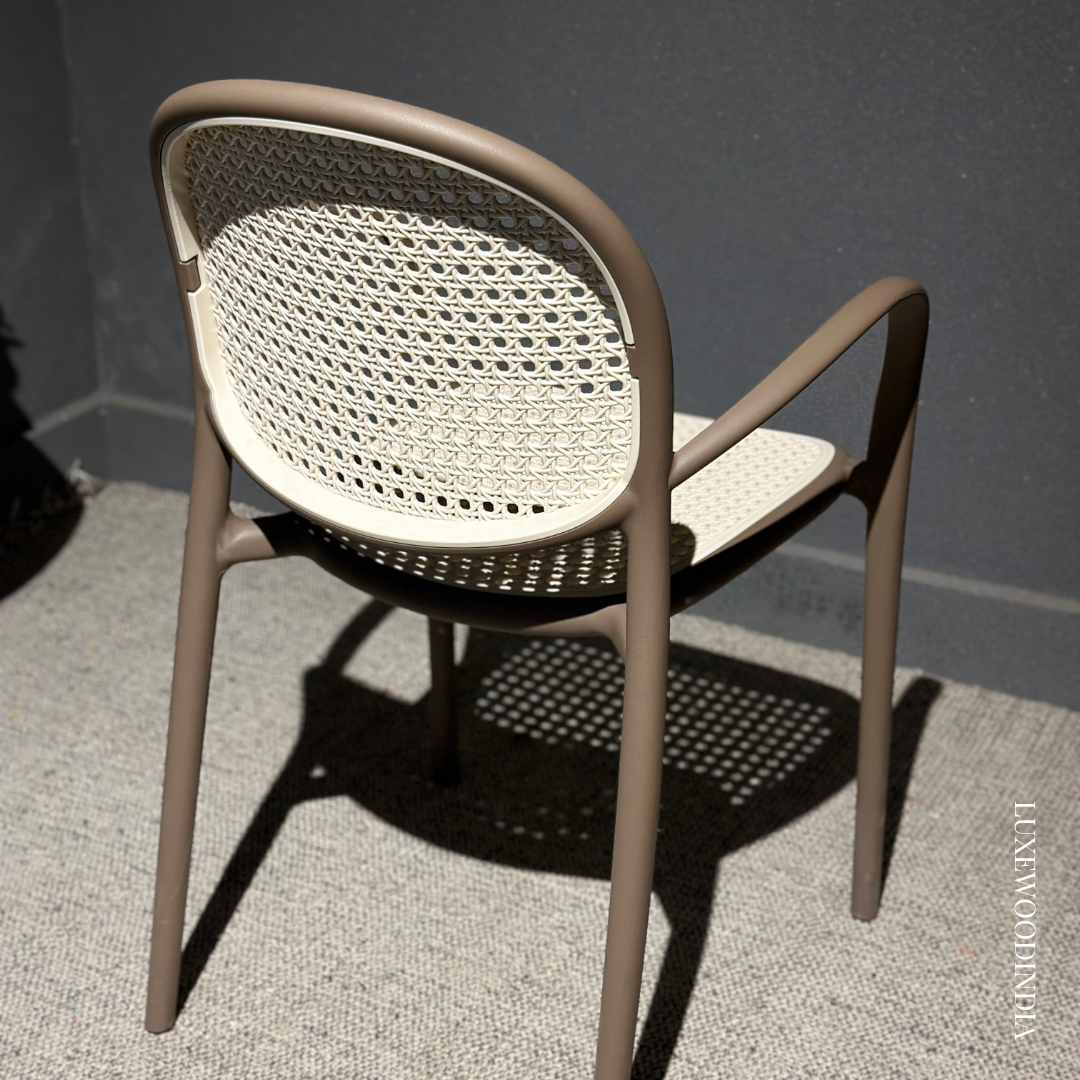 SPARROW OUTDOOR STACKABLE CHAIR WITH CANE MESH - BEIGE