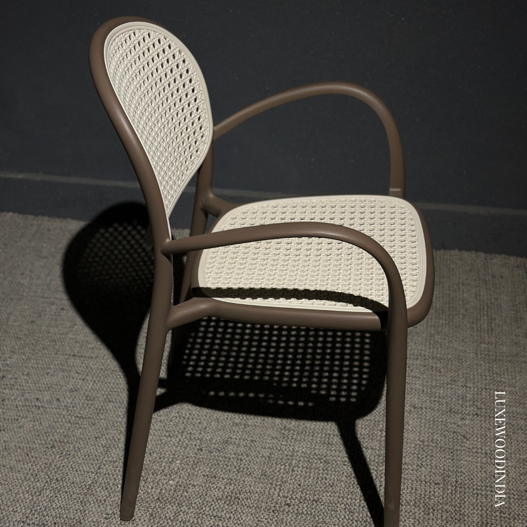 SPARROW OUTDOOR STACKABLE CHAIR WITH CANE MESH - BEIGE