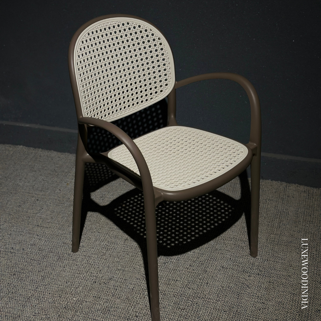 SPARROW OUTDOOR STACKABLE CHAIR WITH CANE MESH - BEIGE