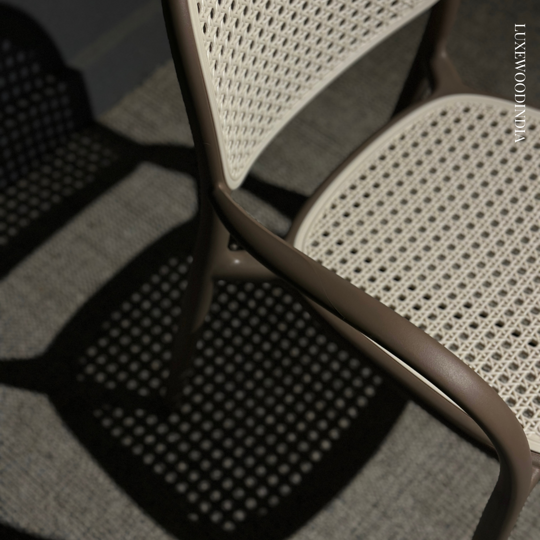 SPARROW OUTDOOR STACKABLE CHAIR WITH CANE MESH - BEIGE SET OF 4