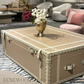 BOB LEATHER GENUINE TRUNK / TABLE  WITH STORAGE - BEIGE