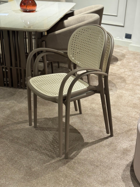 SPARROW OUTDOOR STACKABLE CHAIR WITH CANE MESH - BEIGE